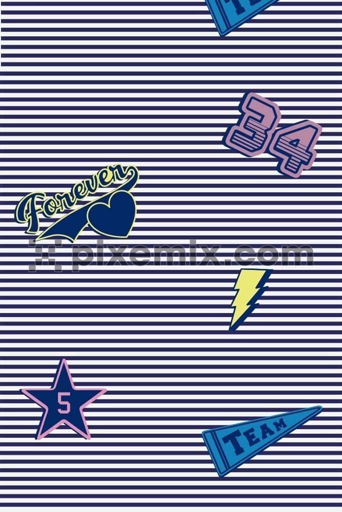 Stripe with badges vector pattern product graphic
