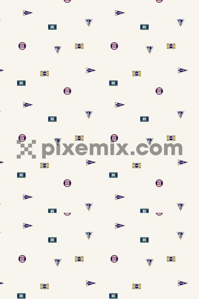 Varsity badges vector pattern product graphic