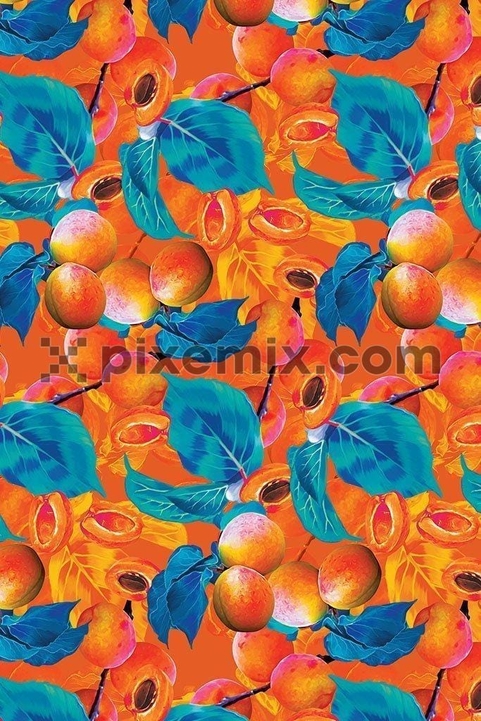 Tropical peach fruit pattern product graphic