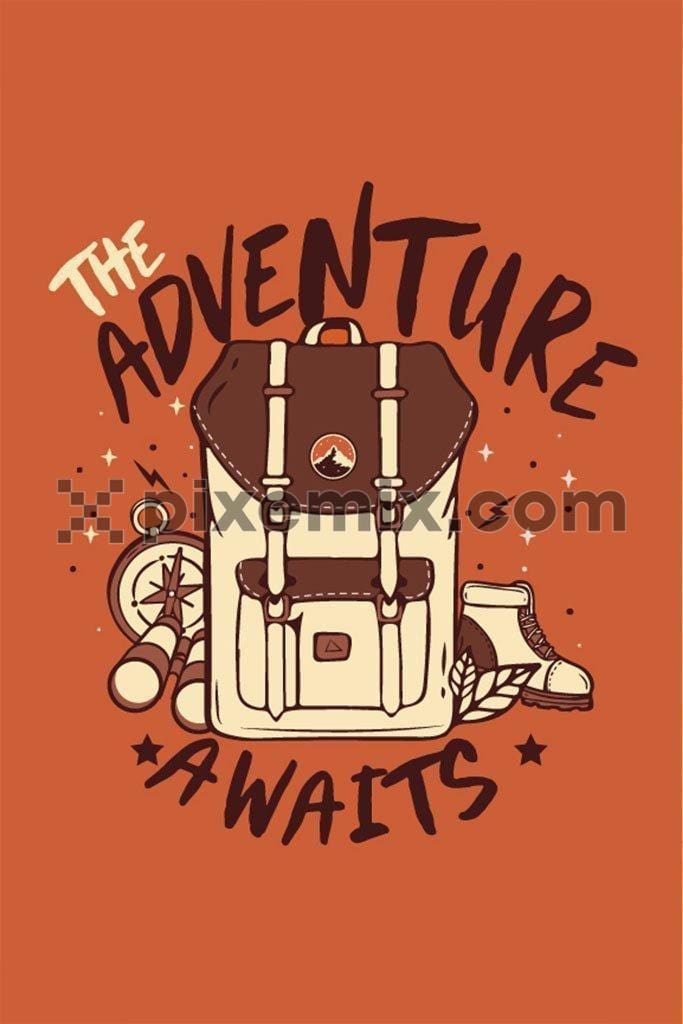 Adventure bag and accessories vector product graphic