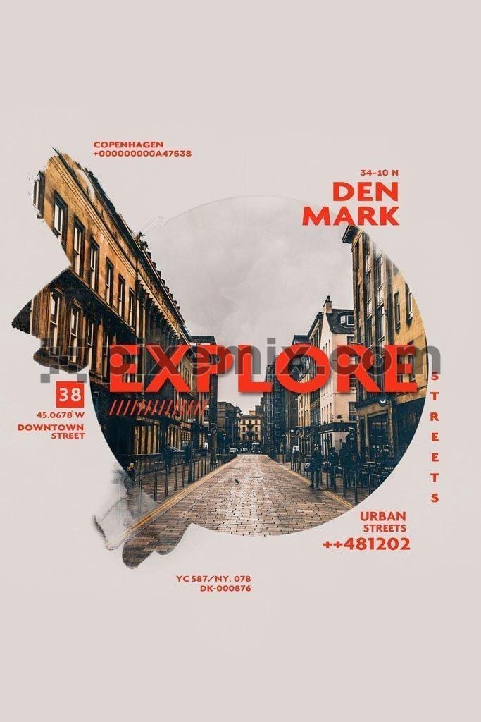 Double exposure denmark urban city product graphic