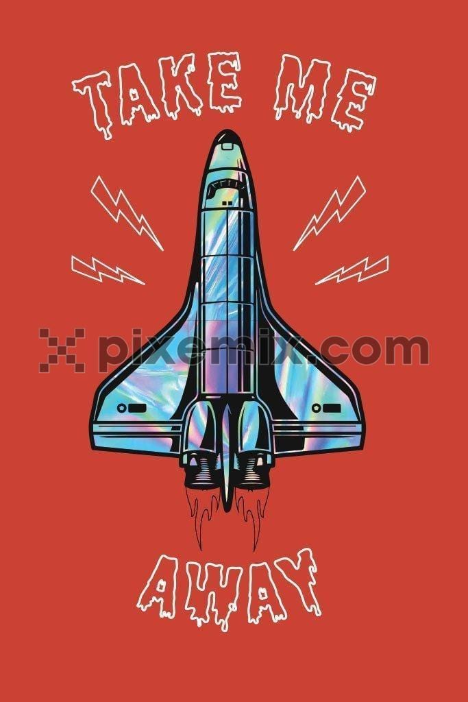 Space shuttle with holographic effect product graphic
