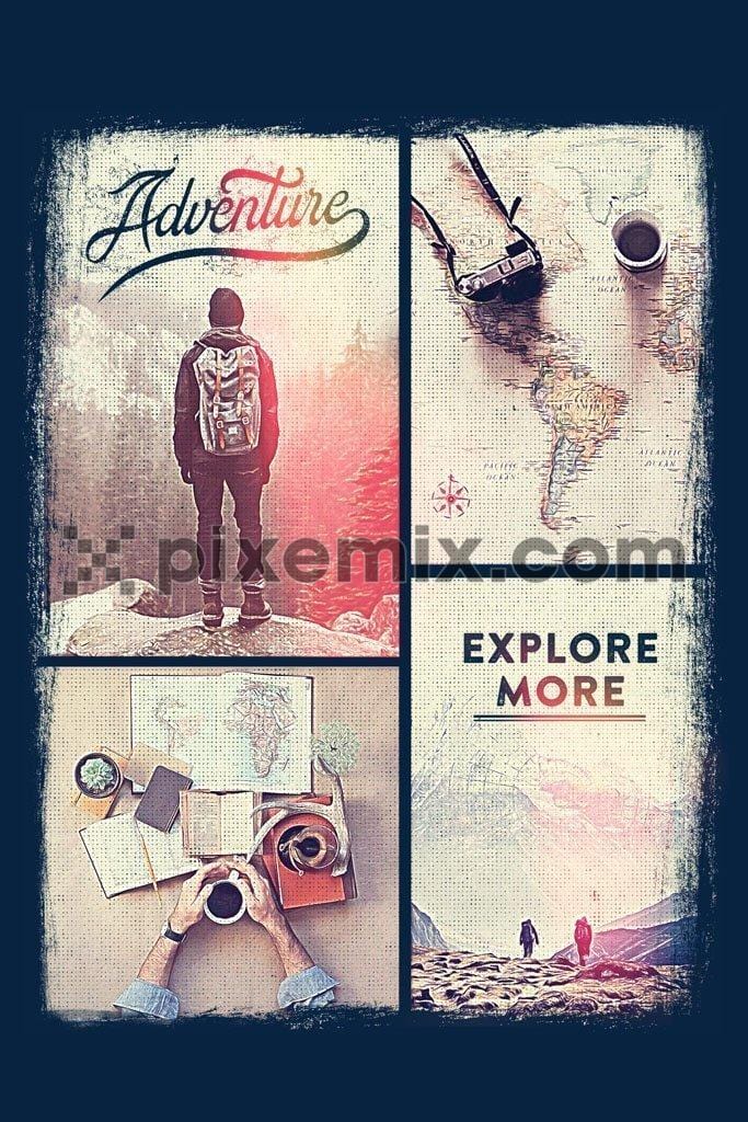 Adventure planning product graphic with distress effect