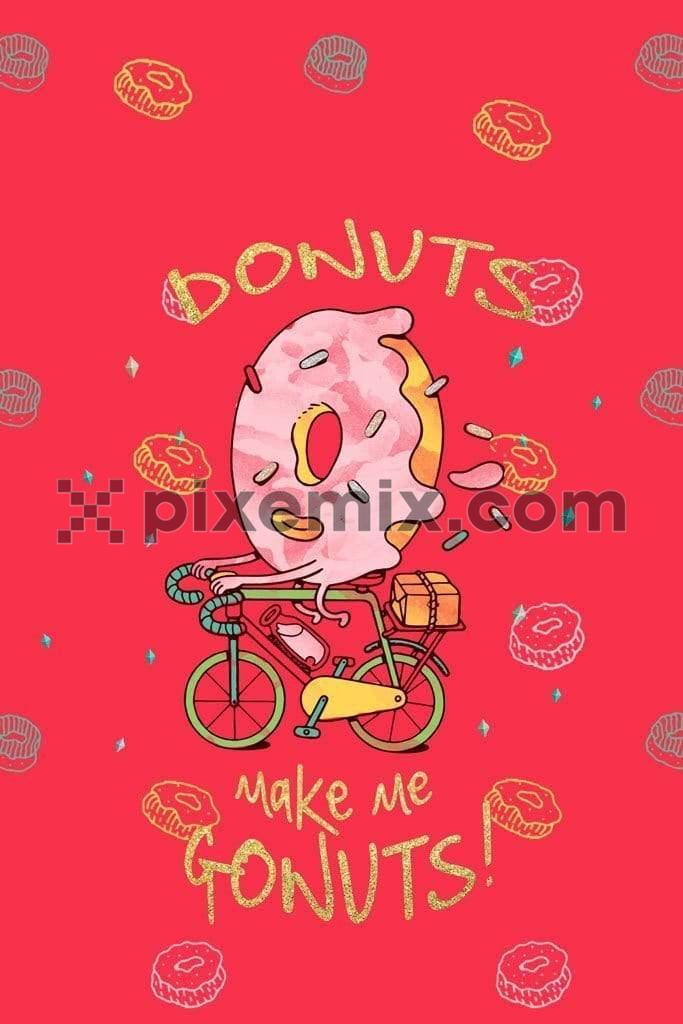 Donuts cycling cartoon  product graphic