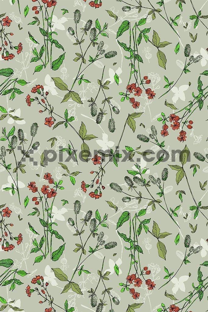 Floral with leaf vector pattern product graphic