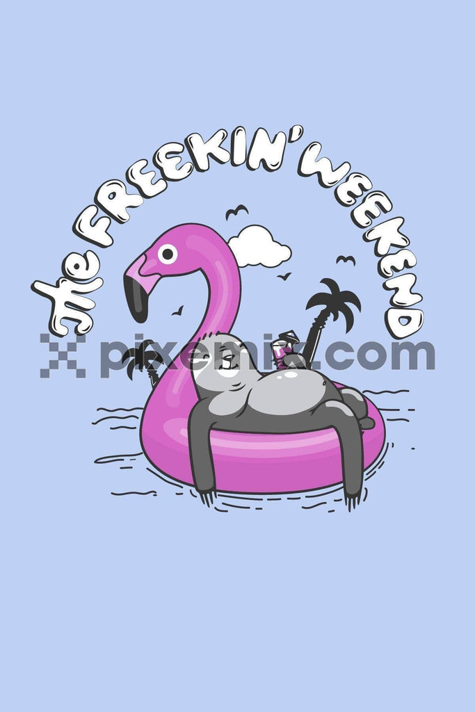 The freekin weekend with pink flamingo vector product graphic
