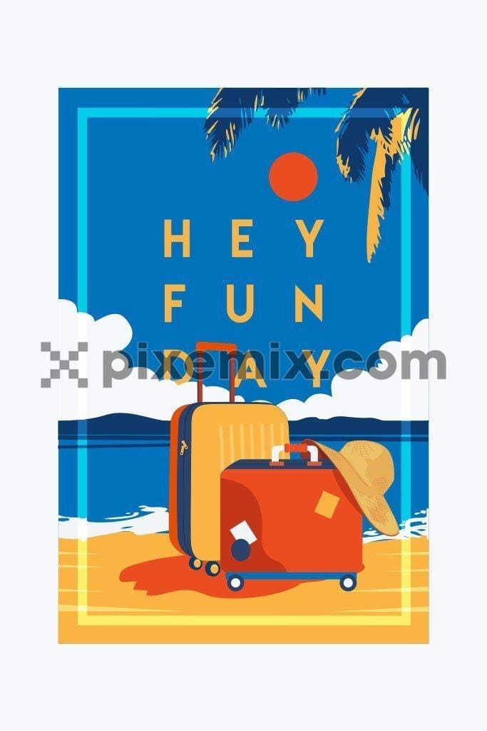 Travel holiday with traveling bag vector product graphic