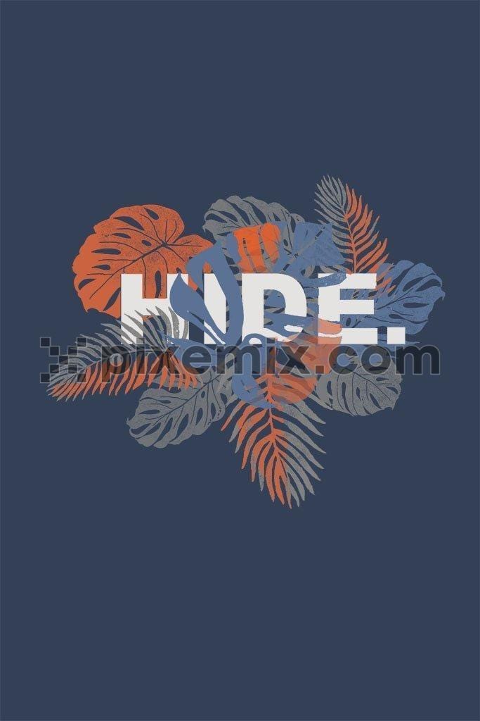 Tropical leaves hide typography product graphic