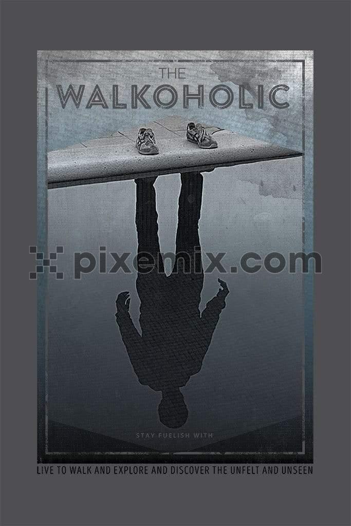 Reflection of man standing near puddle product graphic