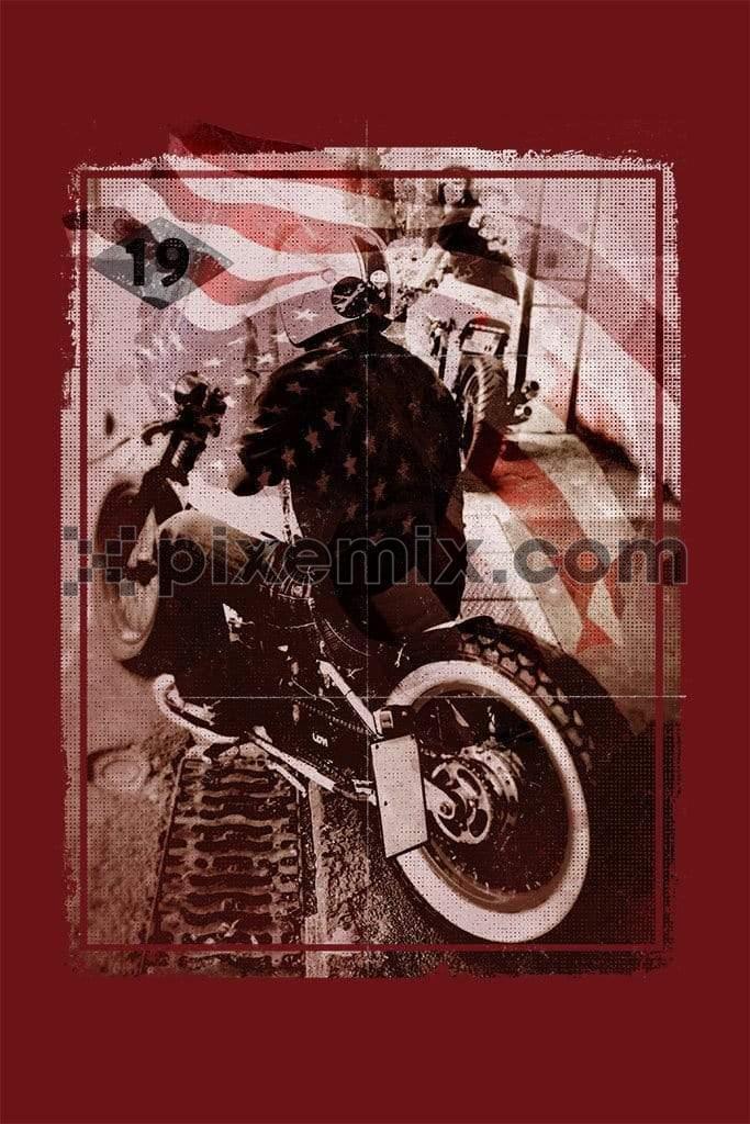 Motorcycle with an american flag abstract product graphic