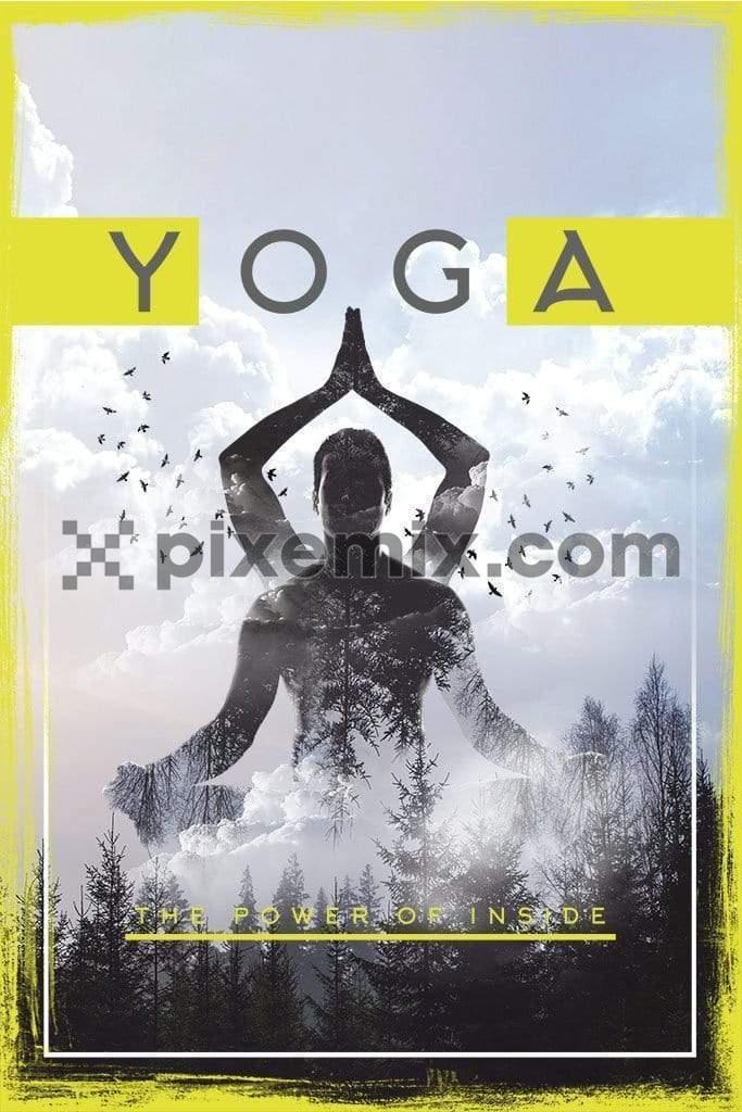 Yoga retreat double exposure product graphic