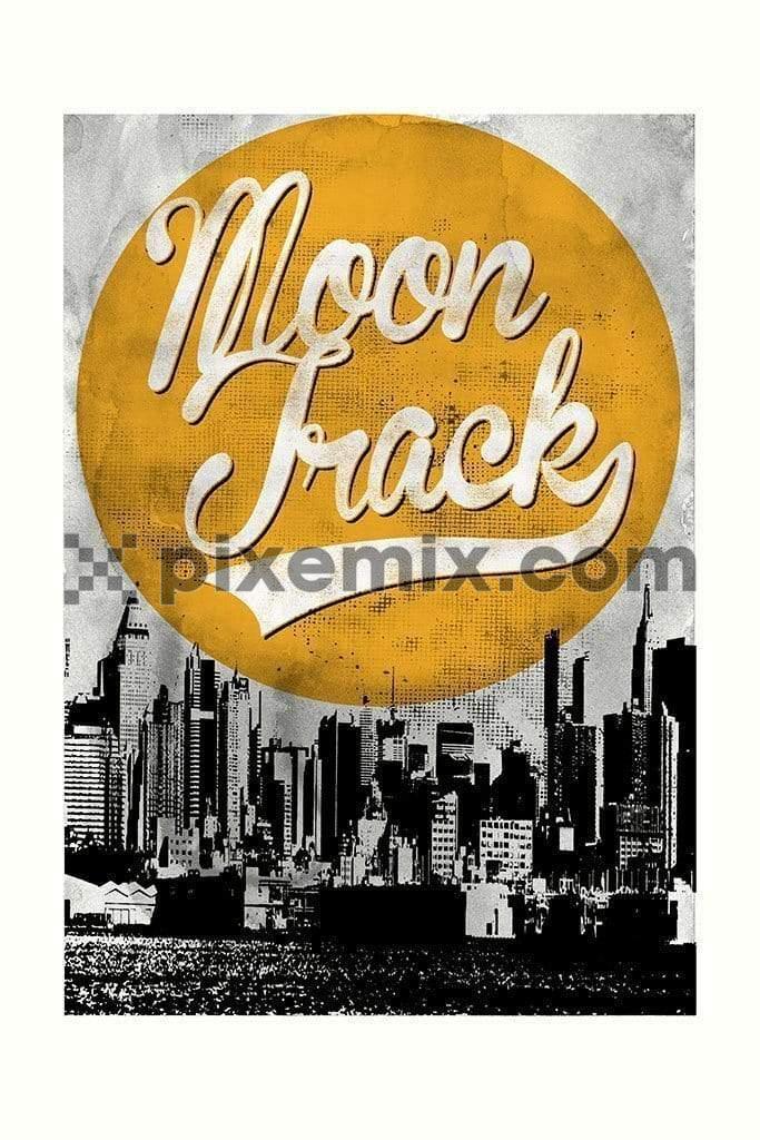Modern urban product graphic with moon track typography