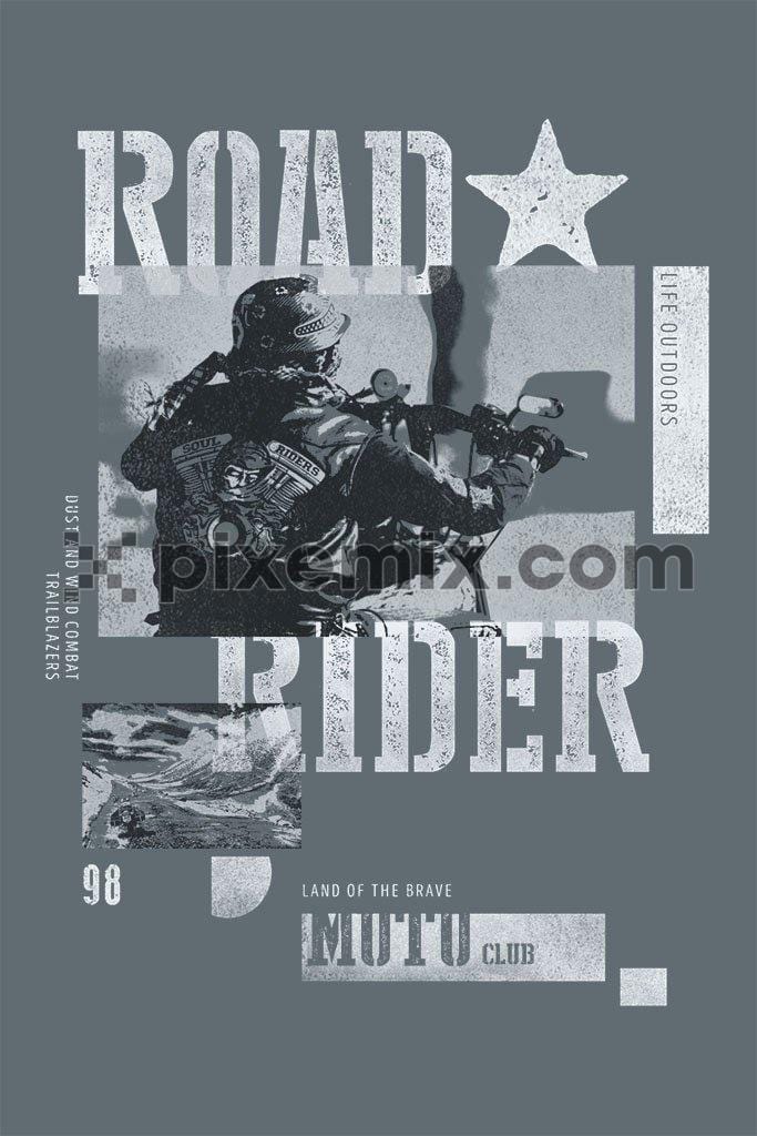 Vintage motorcycle a racer bike typography for riders product graphic