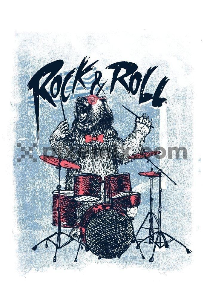 Bear the rock star drumming product graphic