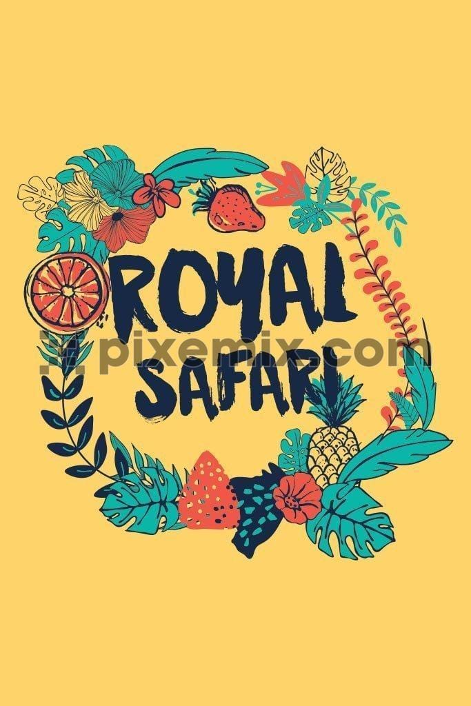 Tropical inspired royal safari typography vector product graphic