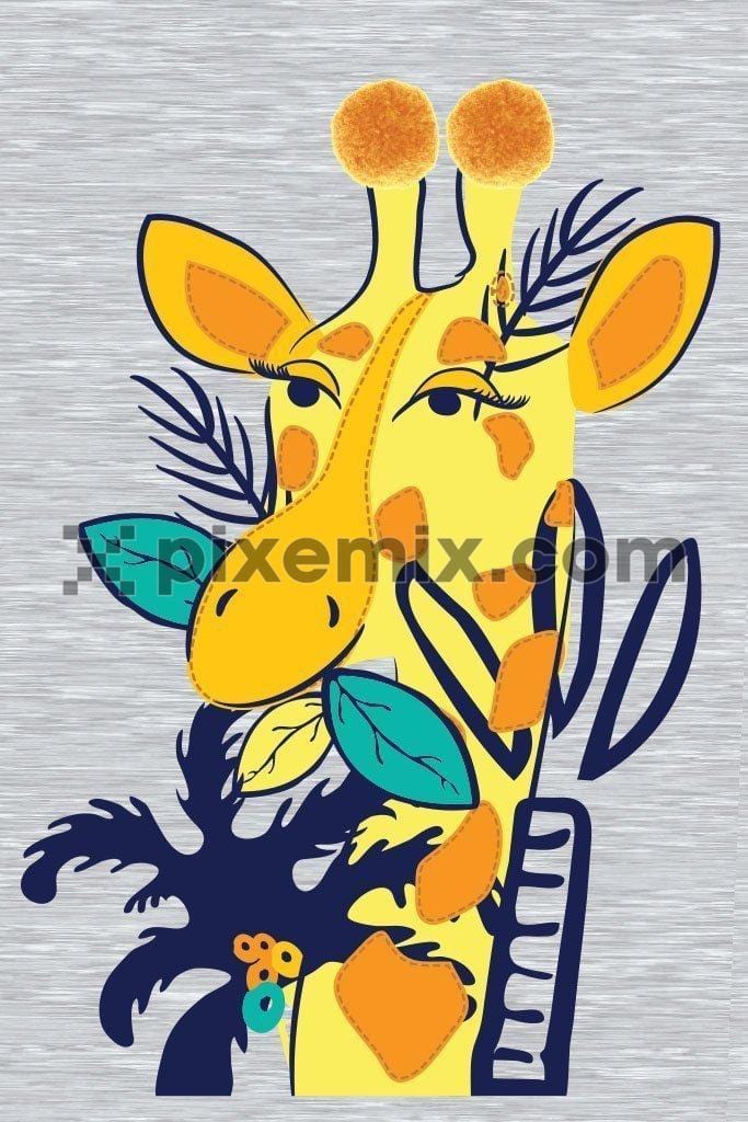 Cute giraffe with 3D pompom horns vector product graphic