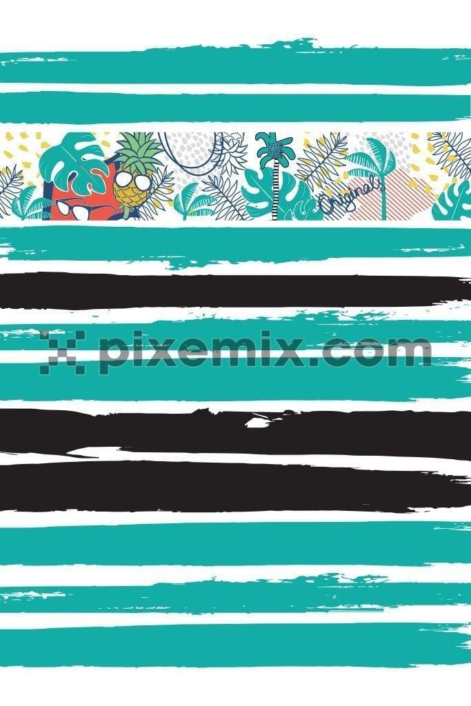 Fun tropical brushed stripes vector product graphic