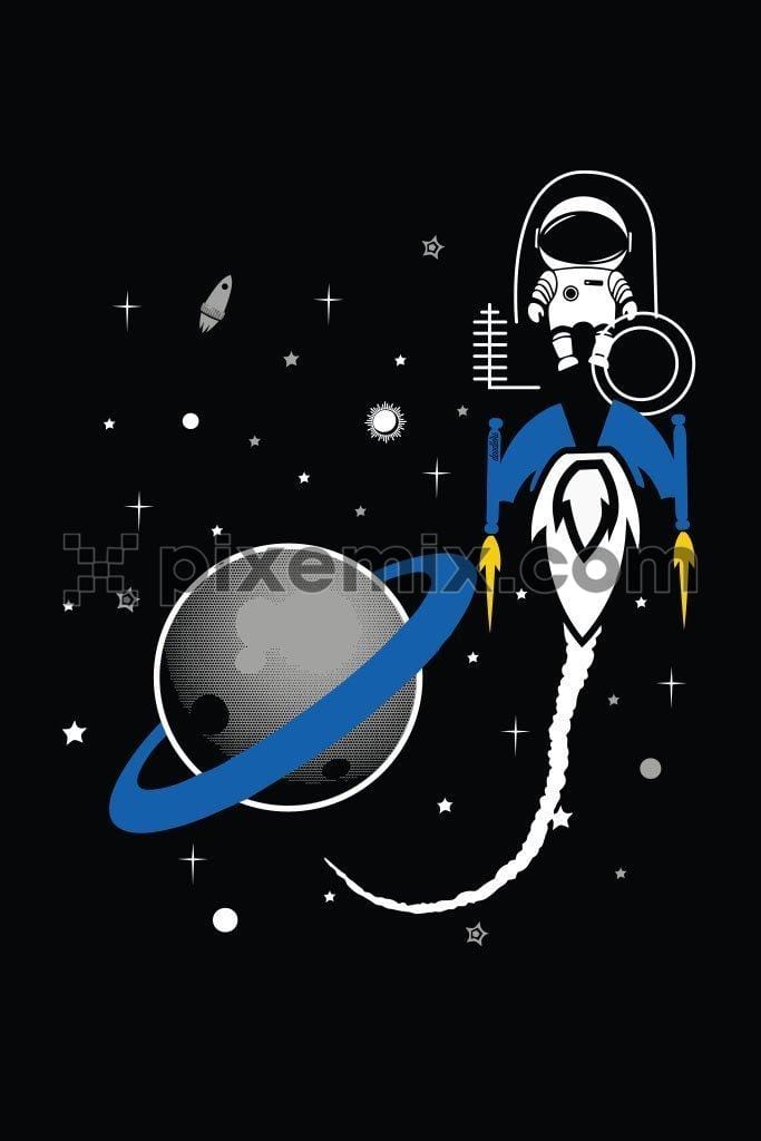 Astronaut on outer space cute vector product graphic
