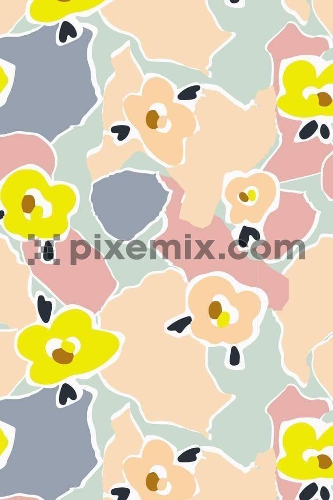Abstract pastel floral product graphic seamless pattern