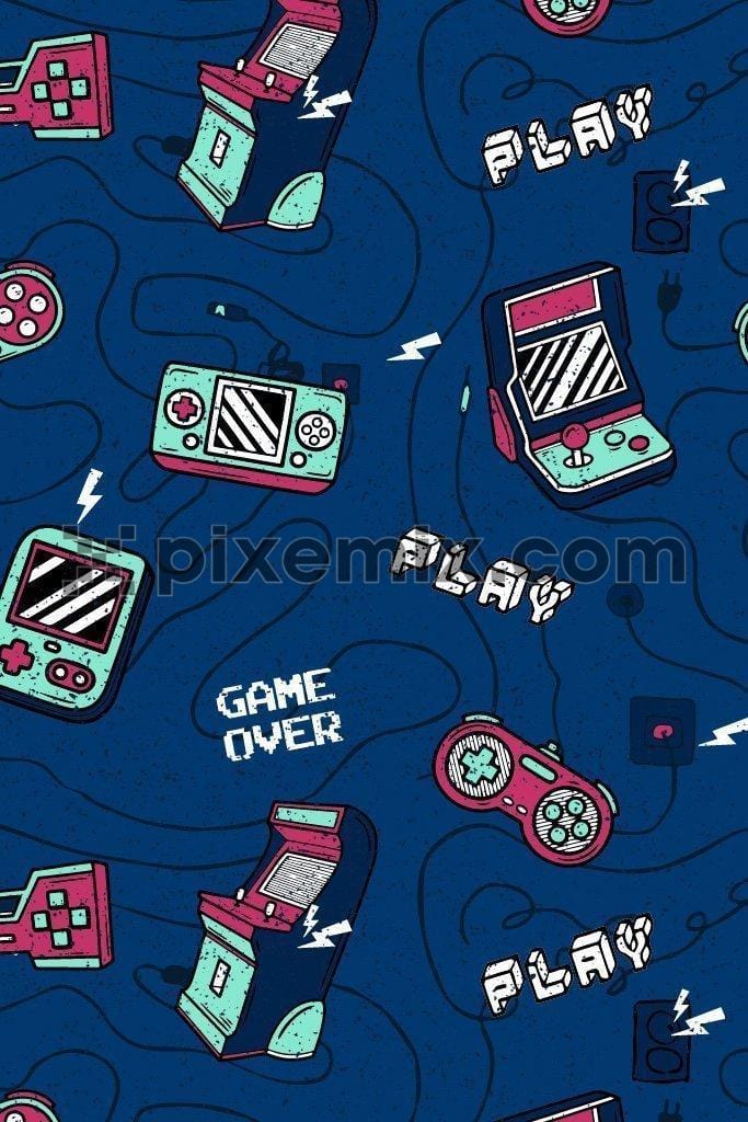 Retro gaming vector product graphic seamless pattern