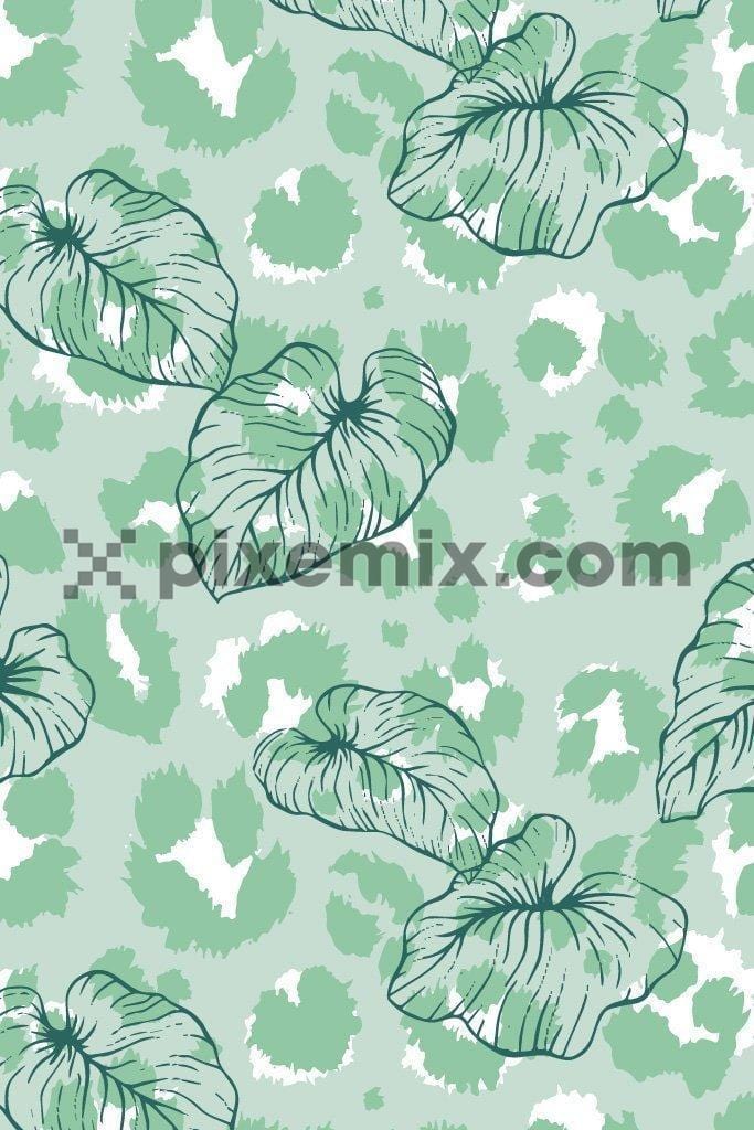 Pastel leopard camo pattern with placement leaves product graphic