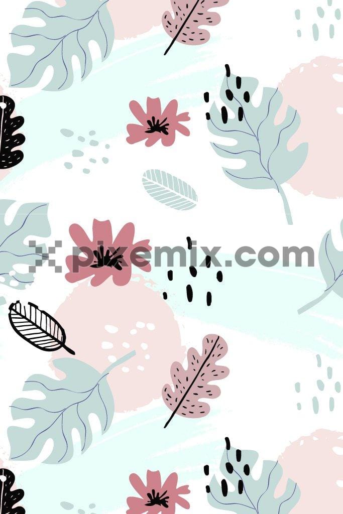 Pastels leaves & florals product graphic seamless pattern