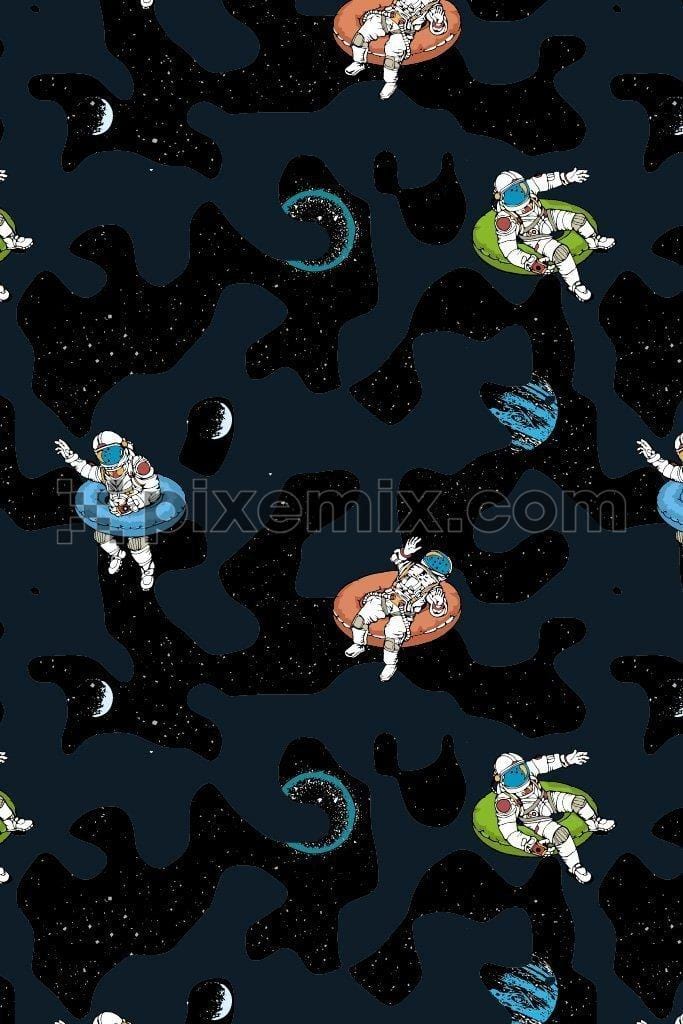 Astronaut space camo vector poduct graphic seamless pattern