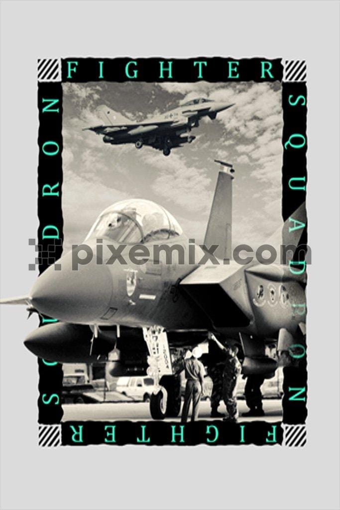 Vintage fighter jet product graphic