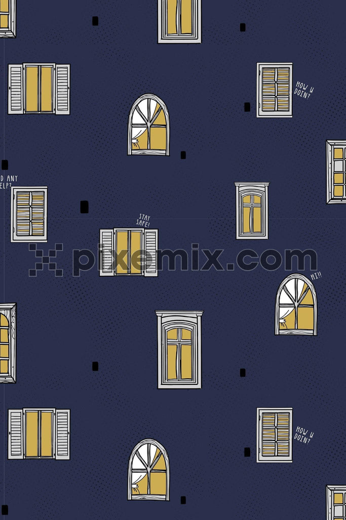 Lockdown inspired window vector product graphic seamless pattern
