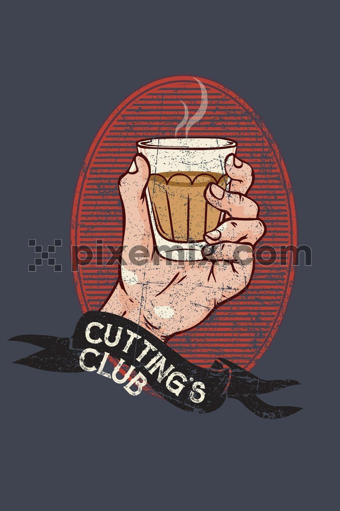 Cutting chai vector product graphic with distress effect