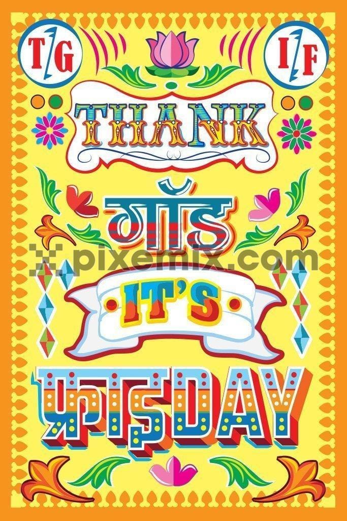 Hinglish typography colorful & quirky indian art product graphic
