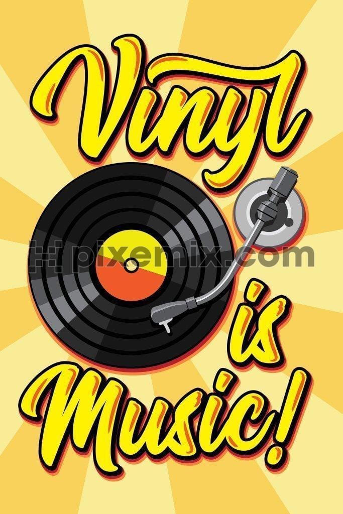 Vinyl record vector product graphic with typography