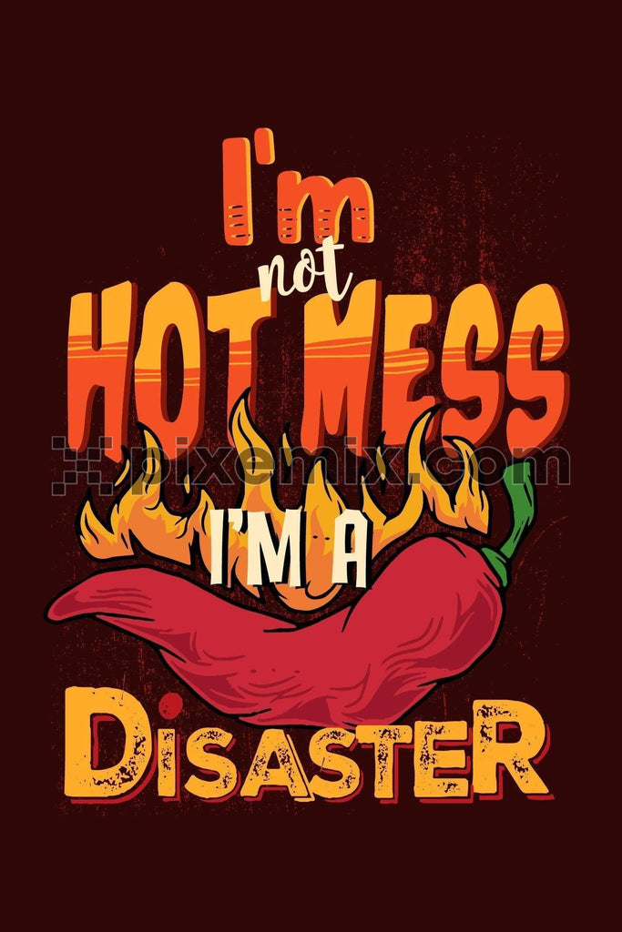 Red chilly hot mess typography product graphic