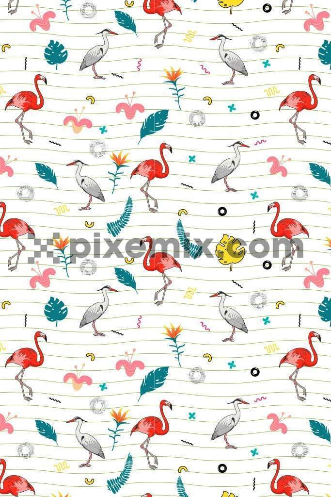 Trendy cute tropical product graphic with seamless repeat pattern
