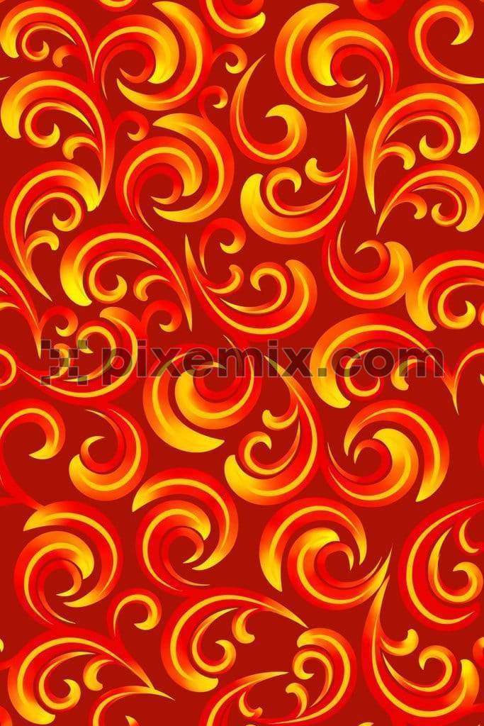 Ornamented gradient motifs product graphic with seamless repeat pattern