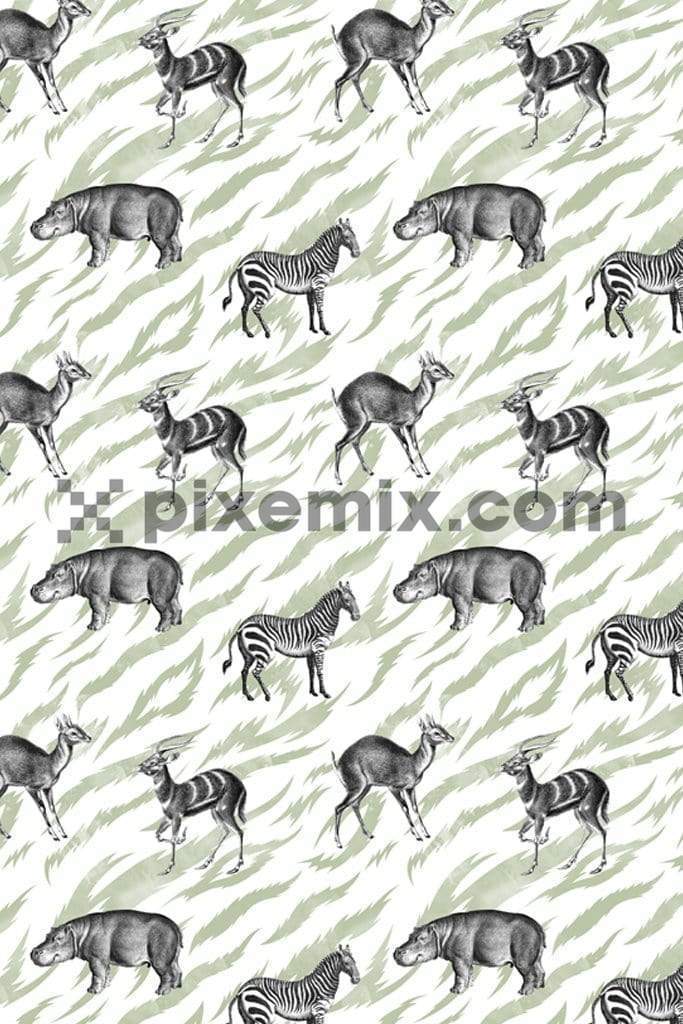 Wild animals product graphic with zebra stripes seamless repeat pattern