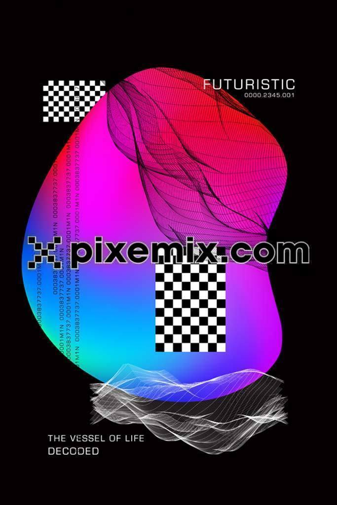 Techno inspired abstract gradients shape trendy product graphic