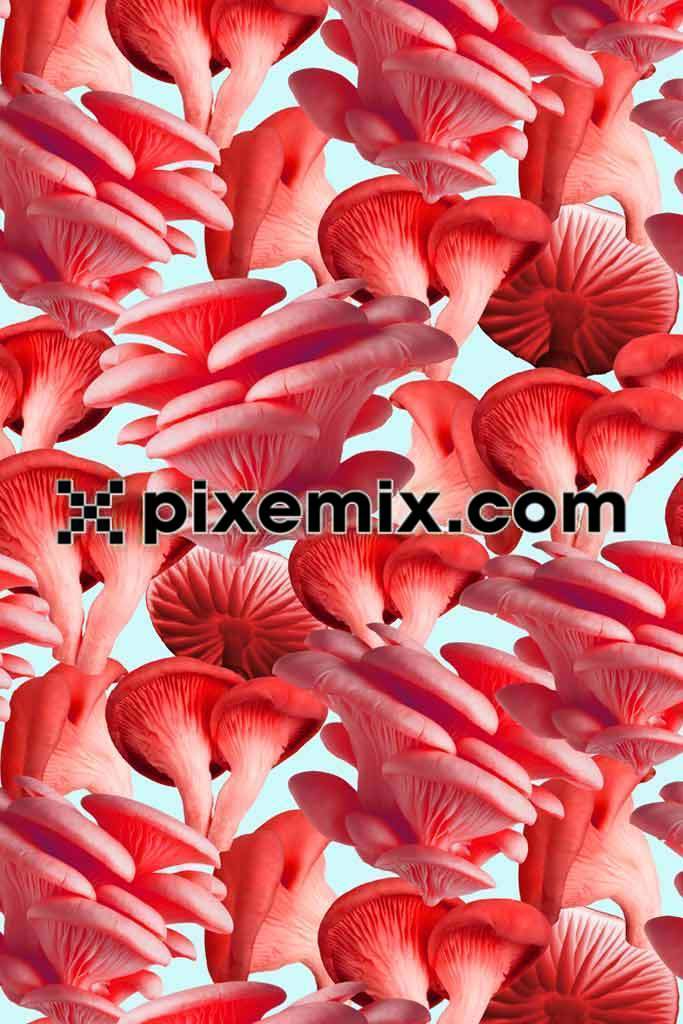 Oyster magic mushroom trendy product graphic with seamless repeat pattern
