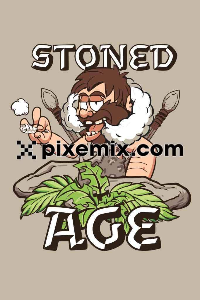 Cartoon stoned man smoking vector product graphic