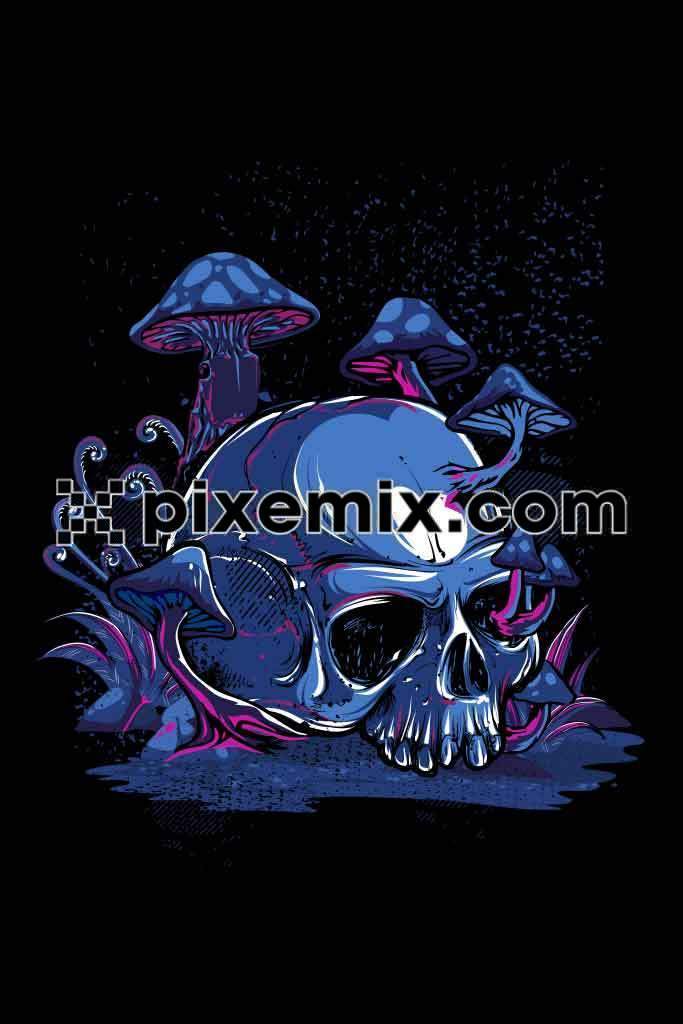 Skull mushroom trendy with vector product graphic