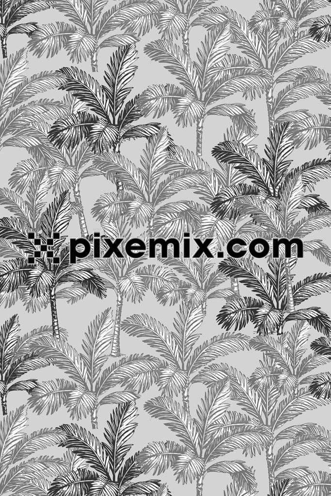 Grey camouflage palm tree product graphic with seamless repeat pattern