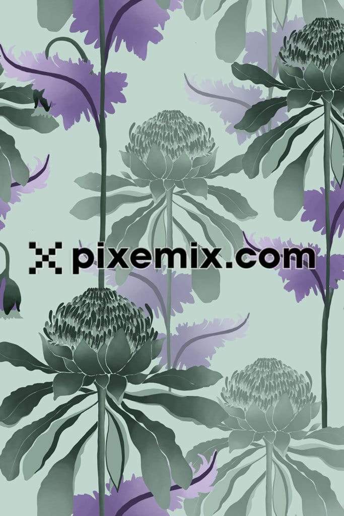 Magical bloom product graphic with seamless repeat pattern
