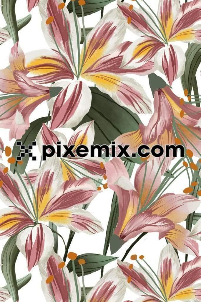 Shaded lily product graphic with seamless repeat pattern