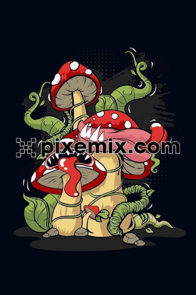 Cartoon monster mushroom vector product graphic