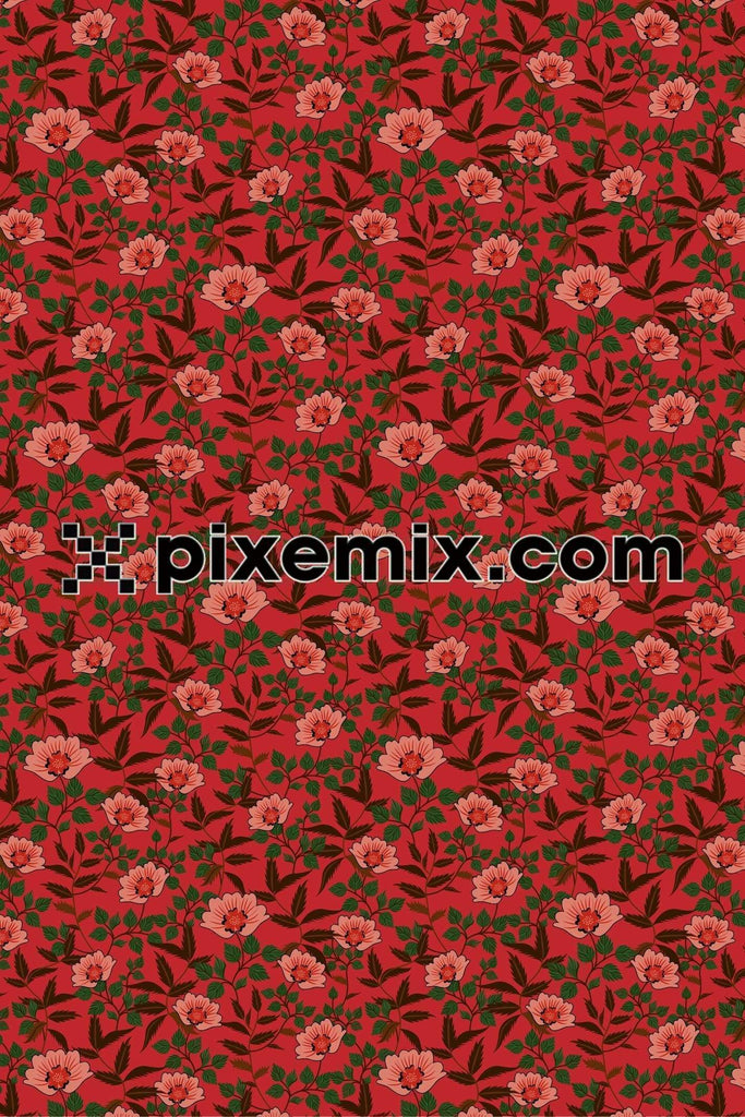 Ditsy cute florals product graphic with seamless repeat pattern