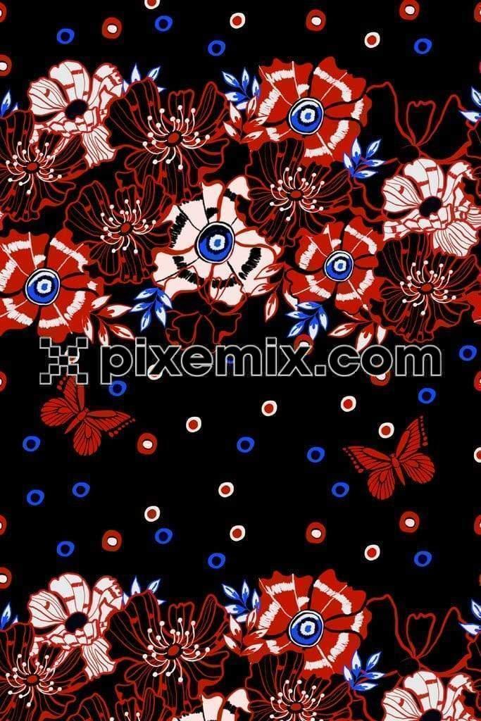 Vibrant modern florals Product graphic with seamless repeat pattern