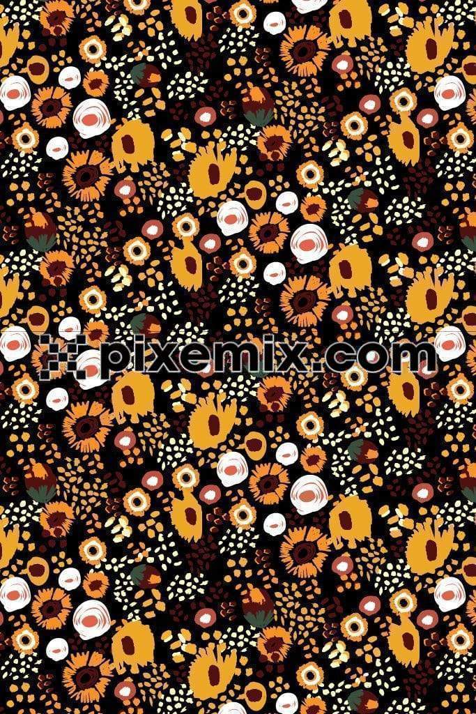Abstract vector florals product graphic with seamless repeat pattern