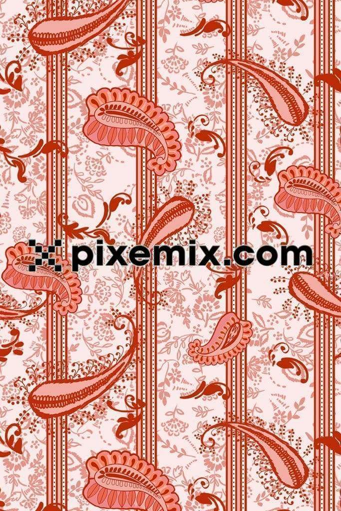 Bandana pattern inspired paisley stipes product graphic with seamless repeat pattern