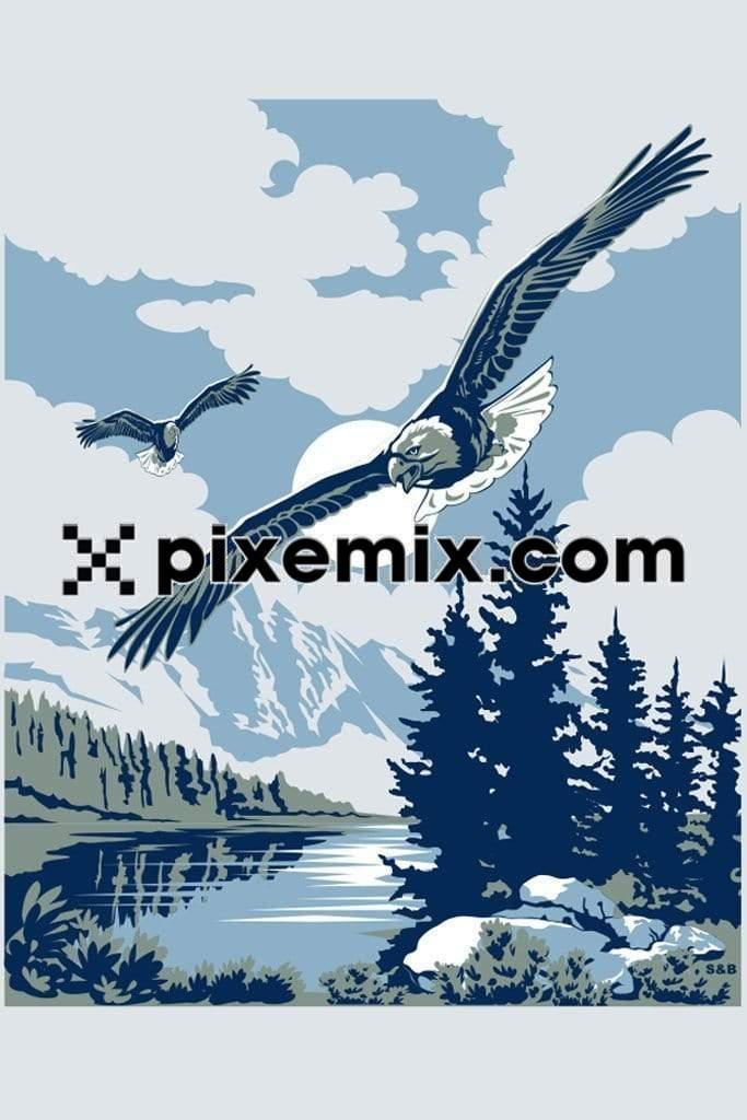Outdoor inspried flying egule vector product graphic