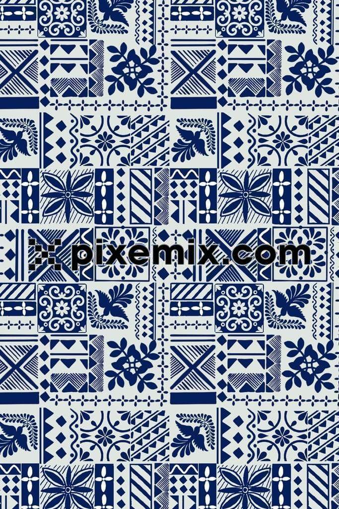 Tribal vector art product graphic with seamless repeat pattern